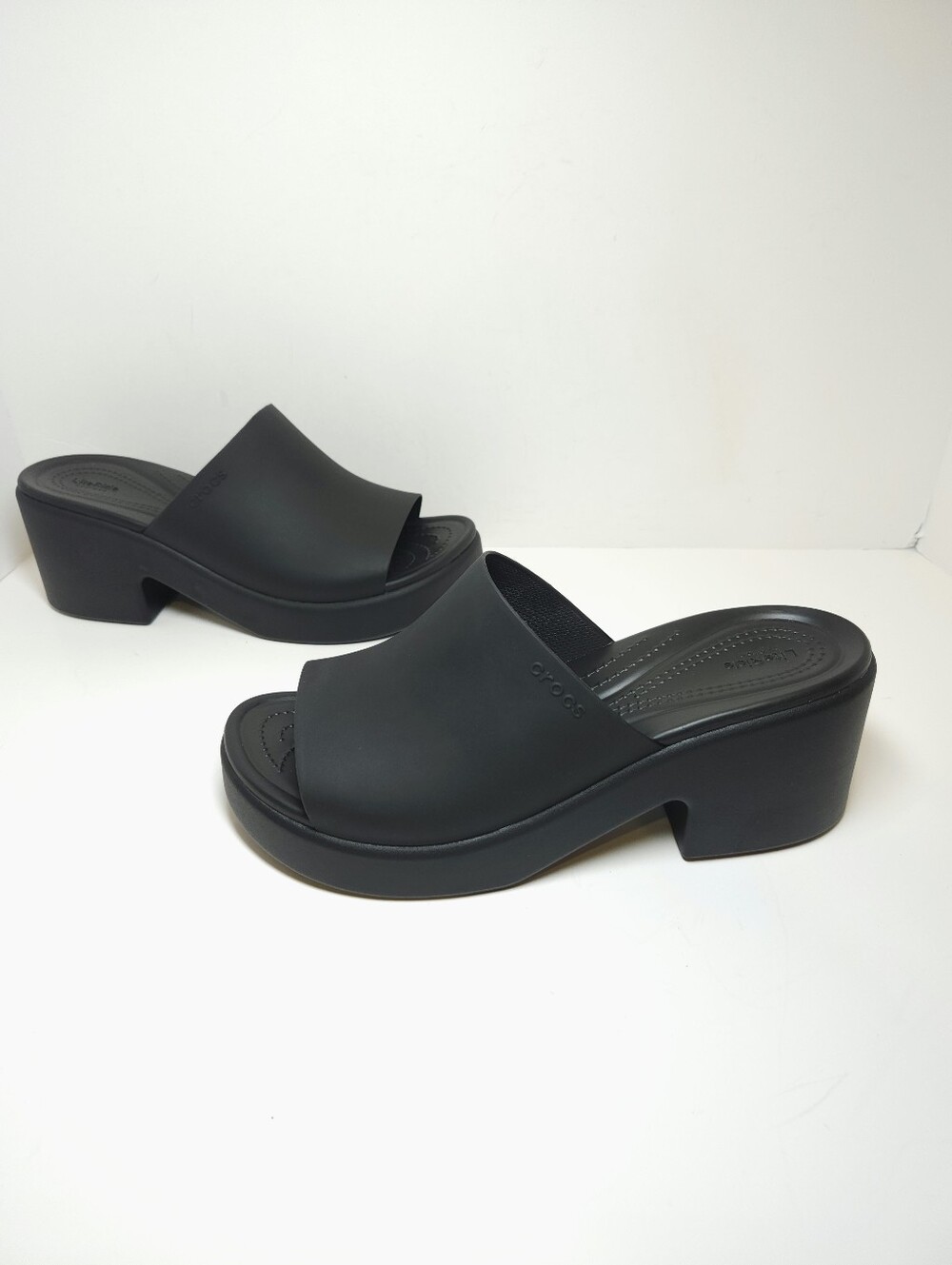 Crocs Brooklyn Womens heeled Platform Slides Size 11 Black